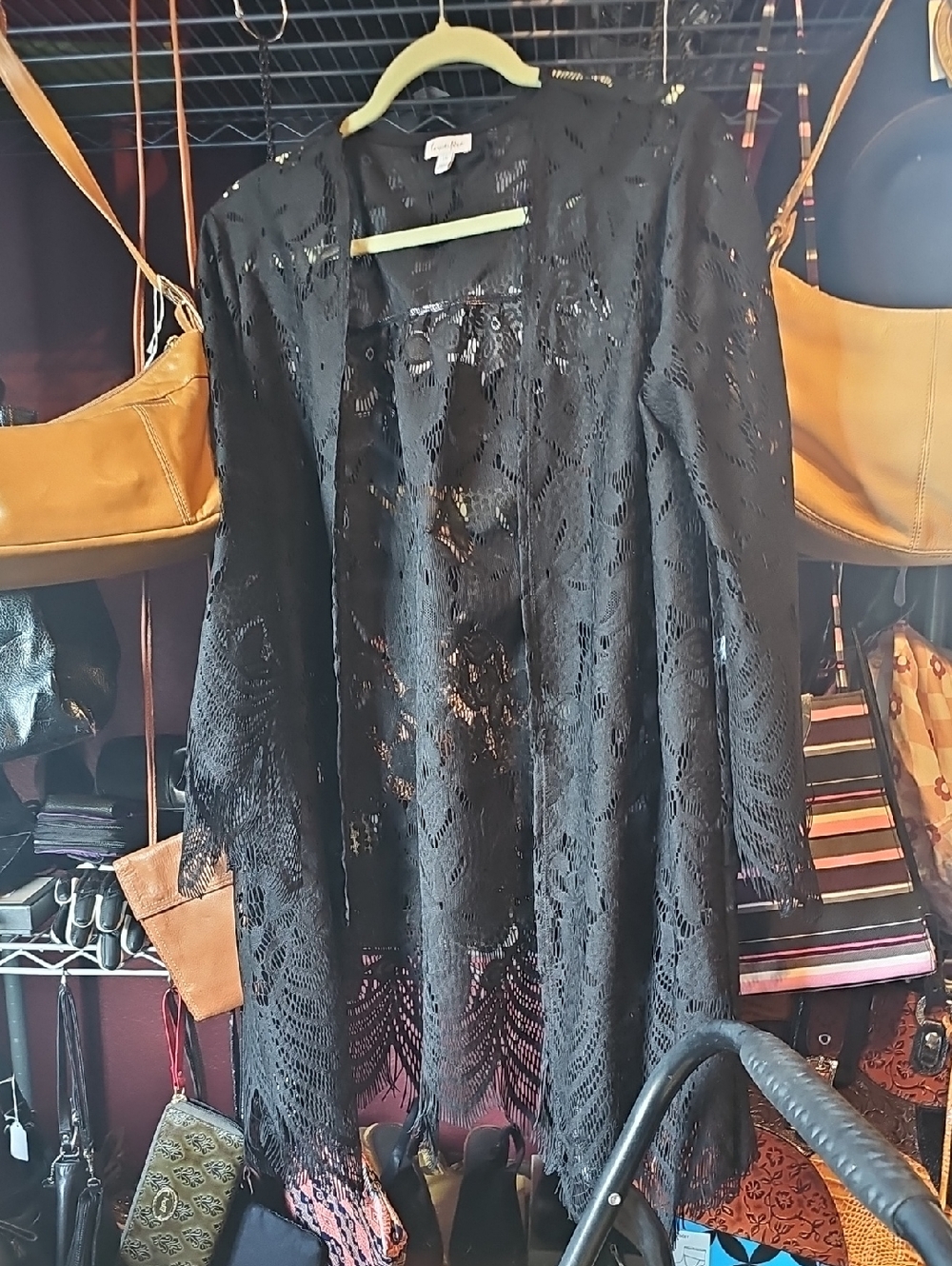 Love Fire Black Lace Duster Cardigan